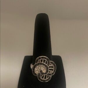 Silver and Black Spiral Gemstone Ring